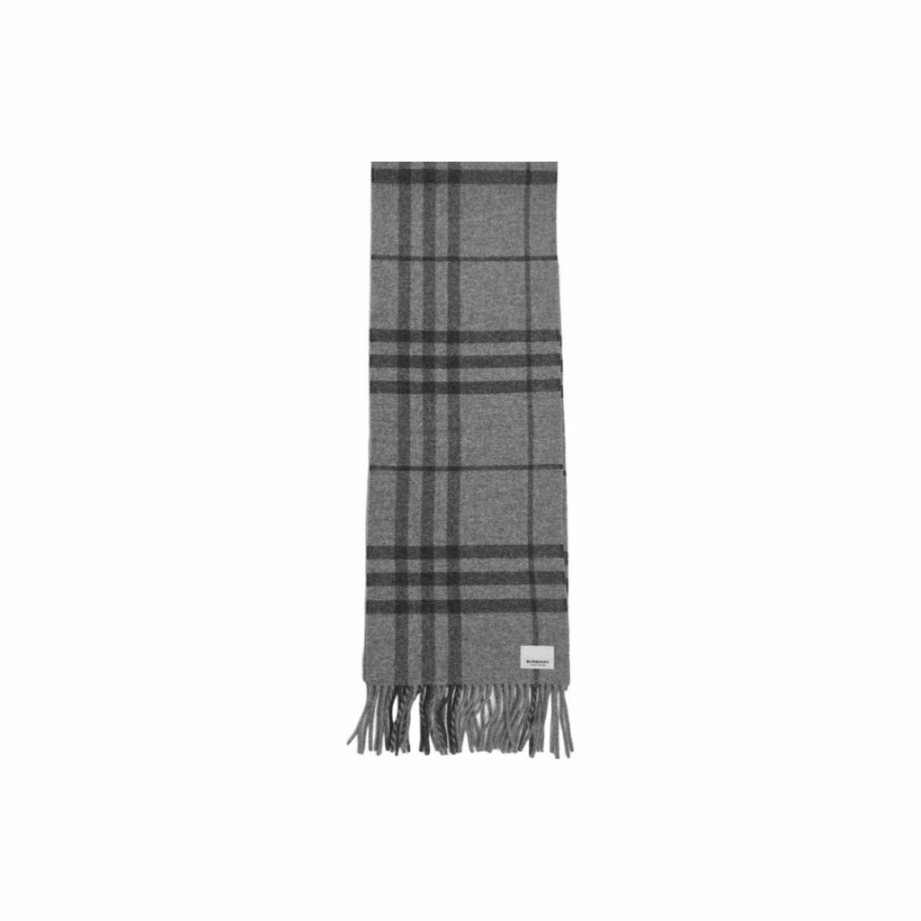 Burberry Nwt Gray Check Details Scarf